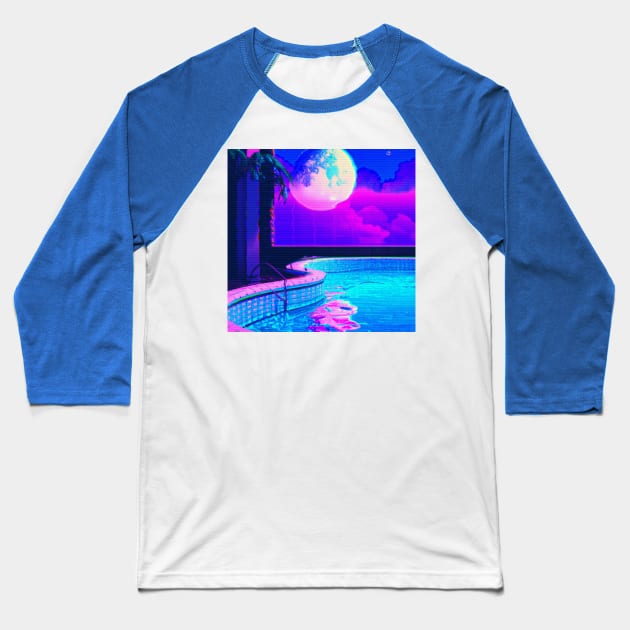 V a p o r  p o o l Baseball T-Shirt by lofi_retrowave